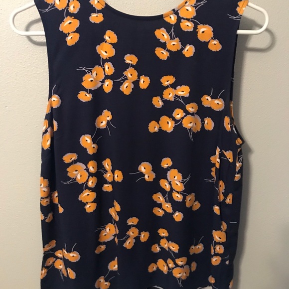 POPSUGAR Tops - POPSUGAR Blue Flower Sleeveless Button Top Size S